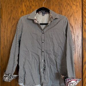 Chaps Black and White Checkered Blouse